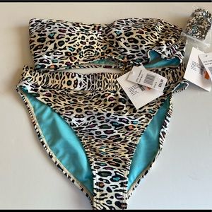 Brand new cute cheetah print bikini top and bottom